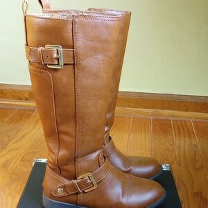 Girl's Faux Leather Brown Riding Boots Size 1